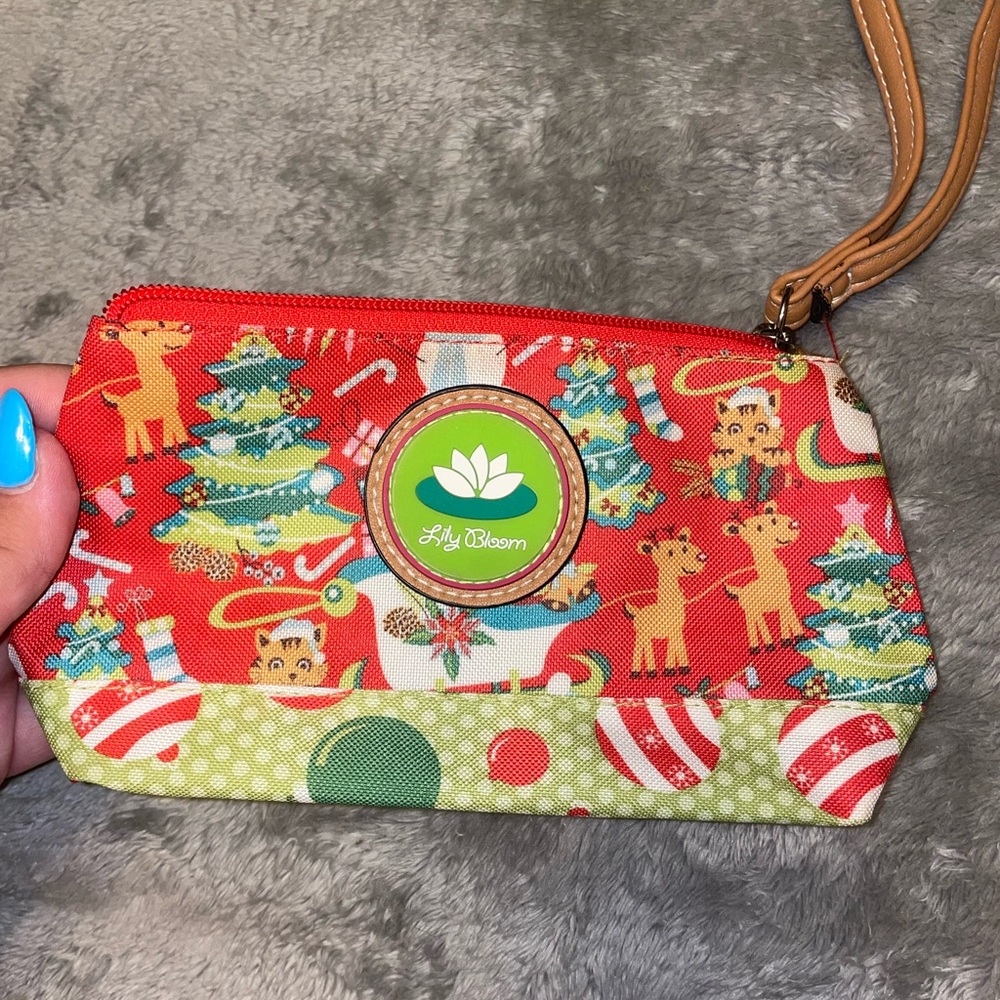 LILY BLOOM Christmas themed wristlet purse